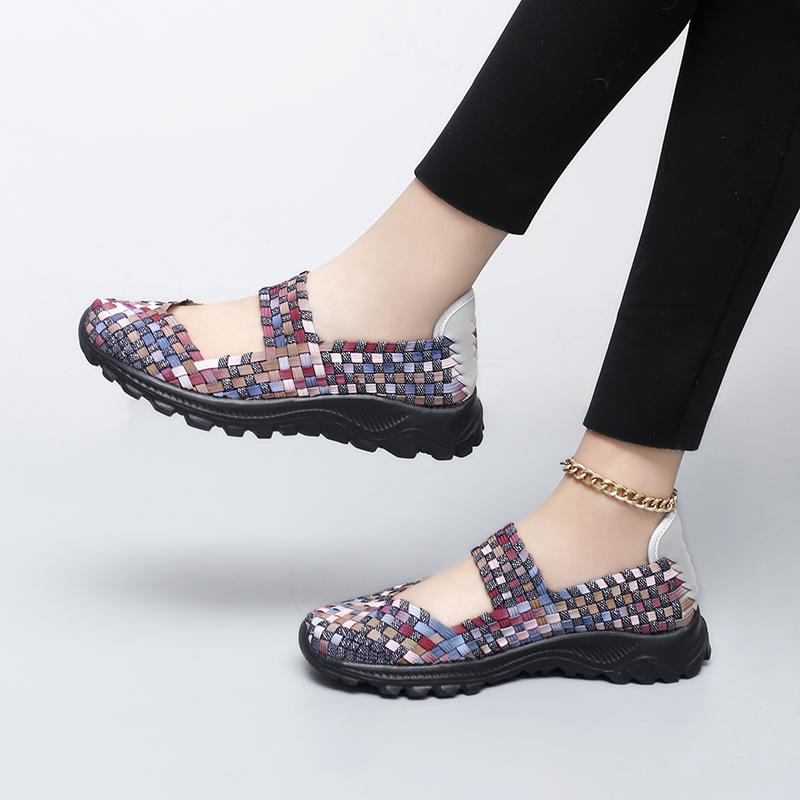 Summer Mary Jane Sandals Lady Handmade Braid Sandals Women Color Weave Girl Beach Shoes Plus Size