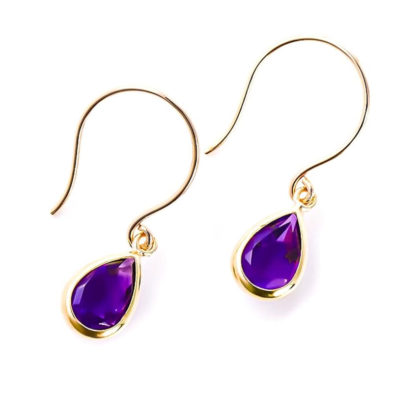 

PLUSTER amethyst hook earrings ladies K10 10 gold gold teardrop drop birthstone [Exclusive pouch set] Popularity birthday present