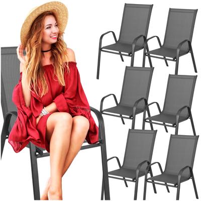 Metal Garden Chair, Terrace, Balcony Armchair, Terrace, Balcony, Gray, 6 Pcs.