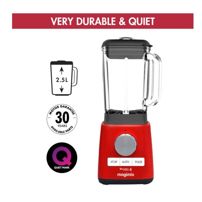 Bol mixeur blender - magimix - rouge - 1300w - fonction broyeur à glace - 4 présélections - 1,8l