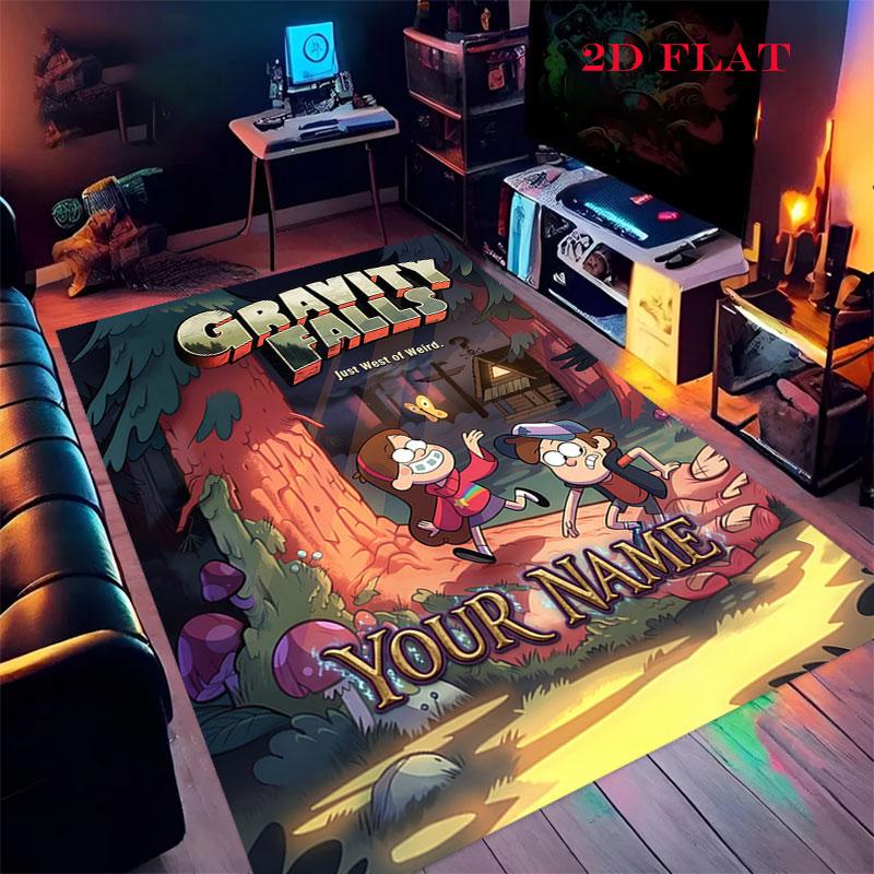 Benutzerdefinierter Gravity Falls Teppich für Wohnzimmer, Schlafzimmer, Zuhause, Sofadekoration, rutschfeste Bodenmatte für Kinder zum Spielen