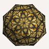 Golden Ornament Circular Pattern  Luxury Decorative Design Umbrella, Portable 3 Fold Compact Umbrella for Men & Women,S284