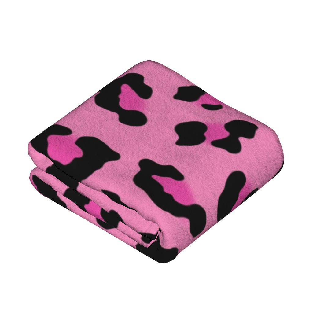 Pink Leopard Animal Print Blankets Flannel All Season Breathable Warm Throw Blankets for Home Bedroom Bedspread