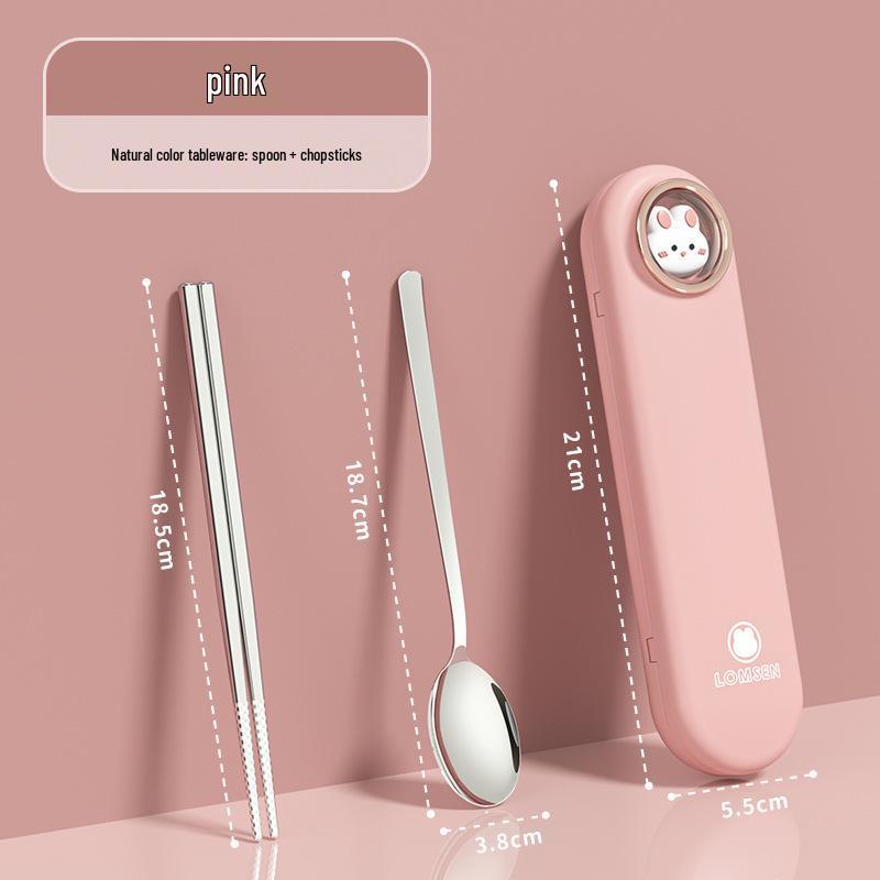Przenośny zestaw sztućców: Pałeczki i łyżka z pudełkiem do przechowywania dla studentów i do pracy