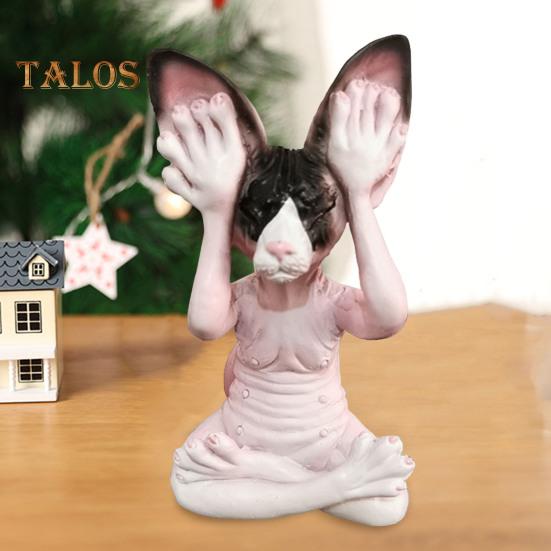 Meditationskatt Figur Harts Buddha Hårlös Katt Prydnader Sitta i Meditation Zen Katt Skulptur Heminredning Gåva till Meditationsentusiaster