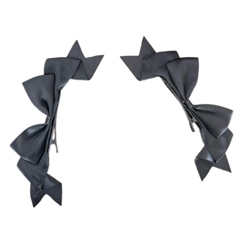 

Gothic Flat Clip Hairpin 2000s Style Balletcore Headwear Bunches Clip Elegant Bowknot Cute Headwear 1 чорний