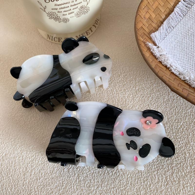 Cute Panda Animal Hair Claw, Panda Flower Flower Cute and Fun Hair Claw for the Back of the Head, Versatile School Hair Accessory