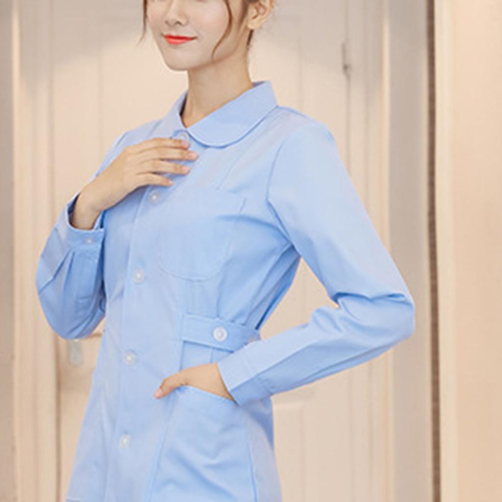 Damen Mode Puppe Hals Langarm Einfarbig Tragen Kleider