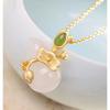 Chinese Wind Lotus Leaf Gourd Titanium Steel Necklace Female Lotus Fulu Safety Pendant Light Luxury Fashion Niche Collarbone Chain