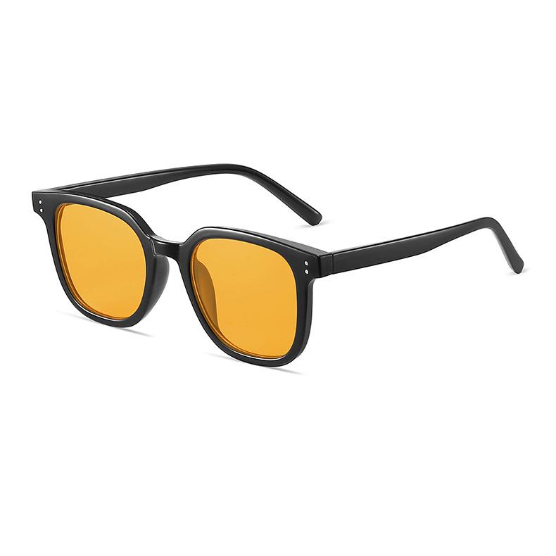 2024 Trendy Retro Square Thick Frame Yellow Semi-Transparent Sunglasses with Prescription for Men and Women