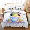 Frog 3D Printed Duvet Cover Sets, Soft Microfiber Quilt Covers 2Pcs, Comforter Cover With Zipper Closure For Kids Boys Bedroom