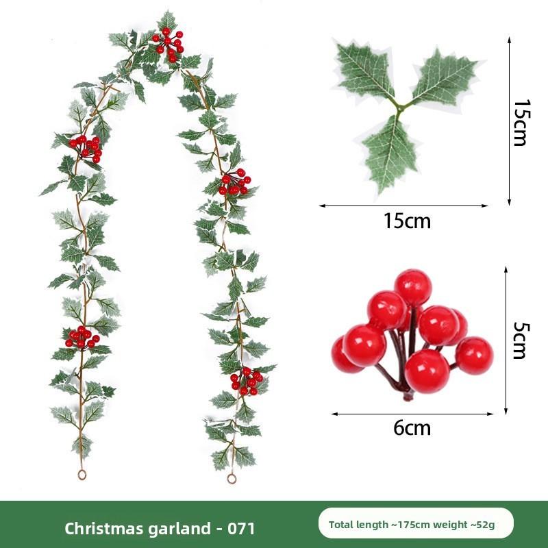 Christmas Simulation Red Fruit Vine With Artificial Pine Needles For Holiday Home Decor