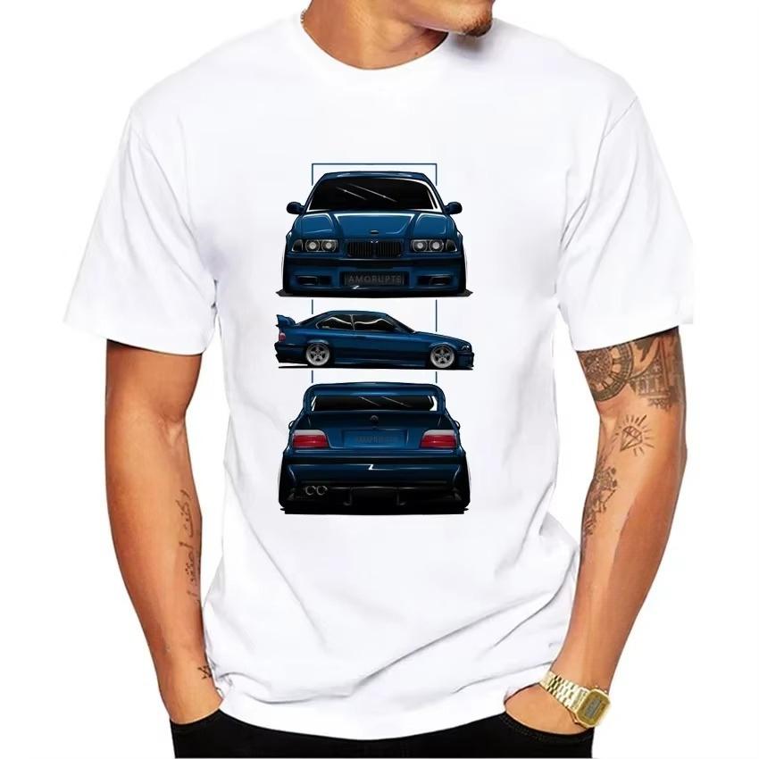 Retro Germany EUDM - E34 M5 Tshirts Summer Men Short Sleeve Old Legend E30 M3 Classic Car T-Shirt Boy Casual Tops Man White Tees