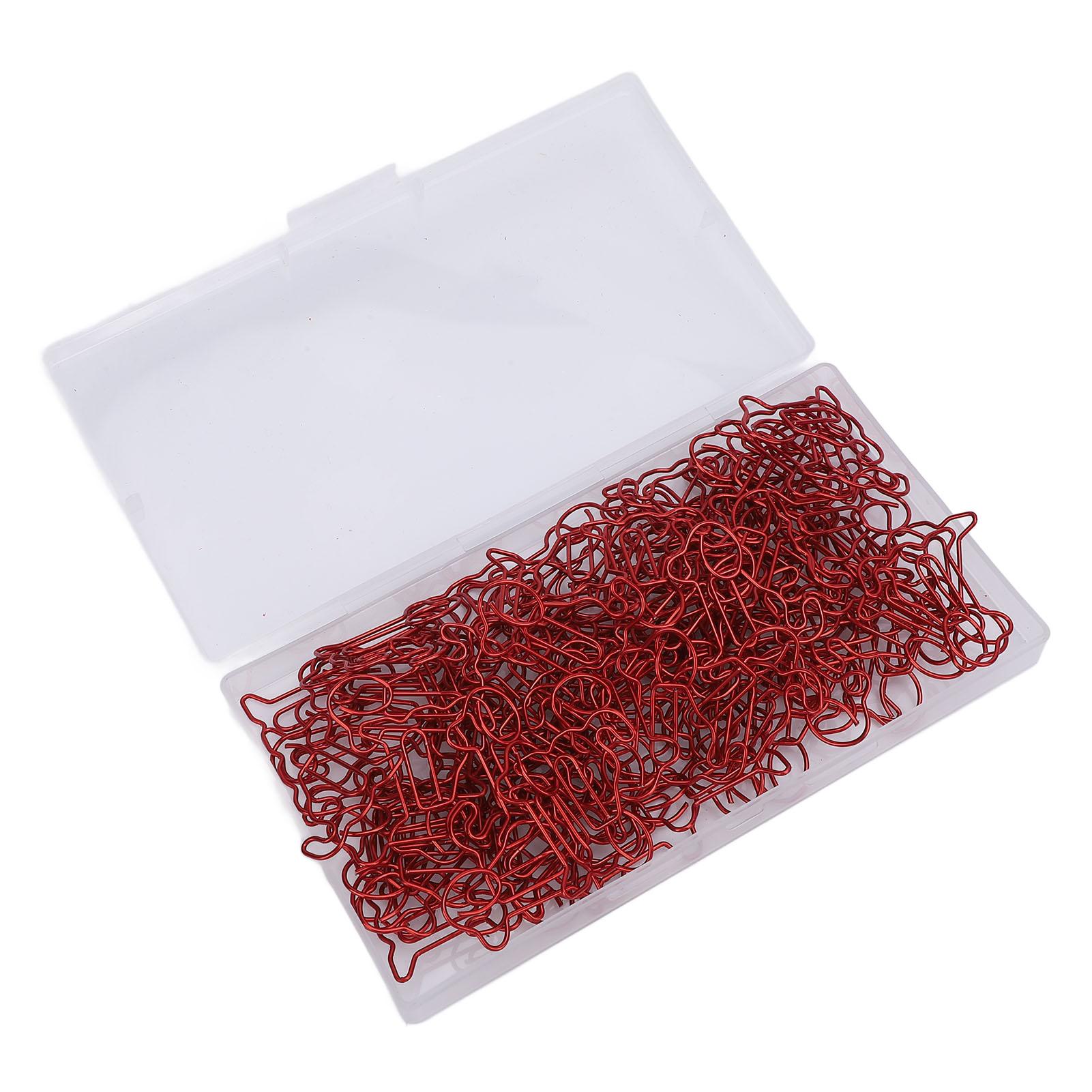 

100Pcs Dog Shaped Paper Clips Iron Wire Decorative Fancy Paperclips Set for Home School Office Red