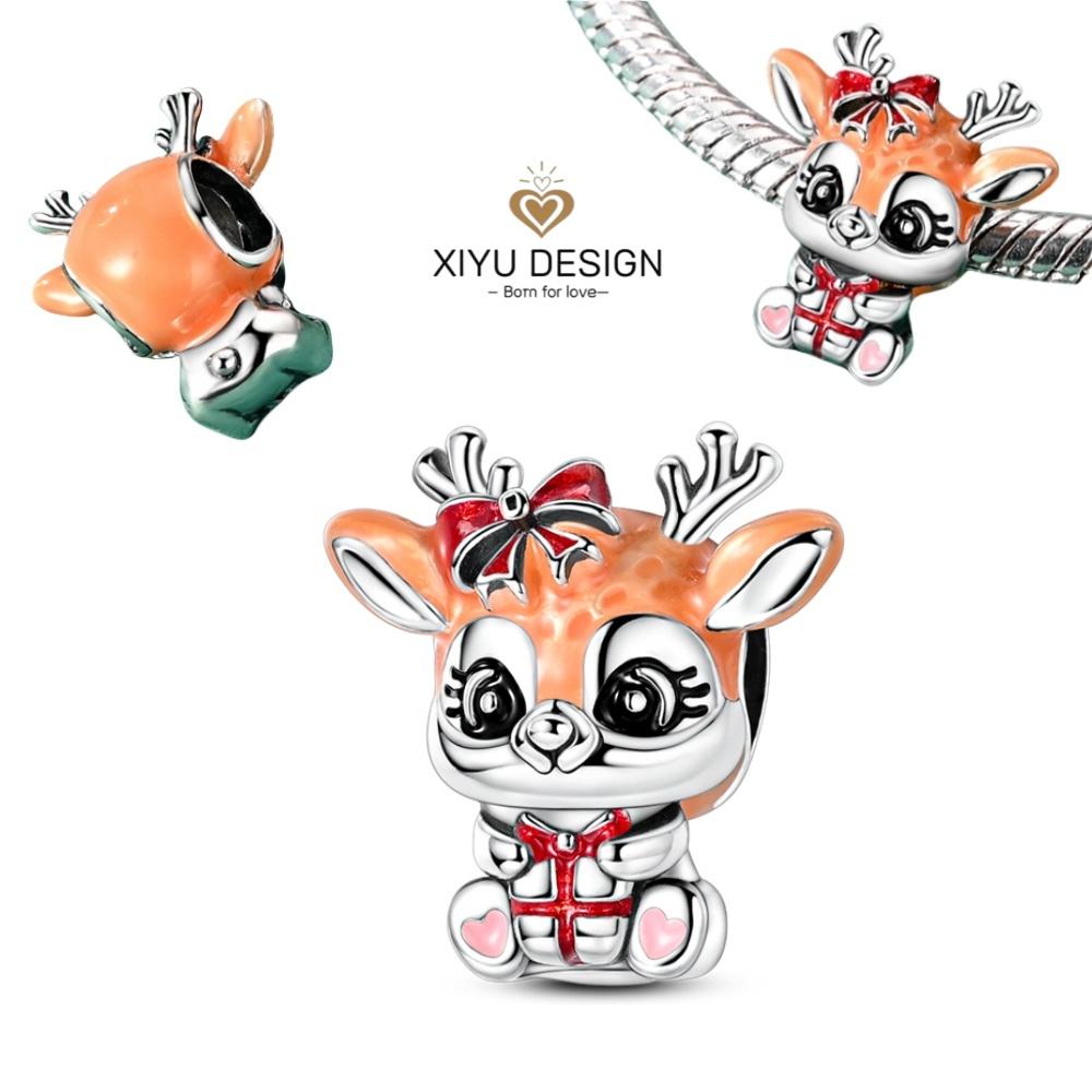 Cute Pet Series Capybara Couples Charms Eat Fruit Beads Fit Diy Copper Bracelet Necklace Women Anniversary Jewelry Gift