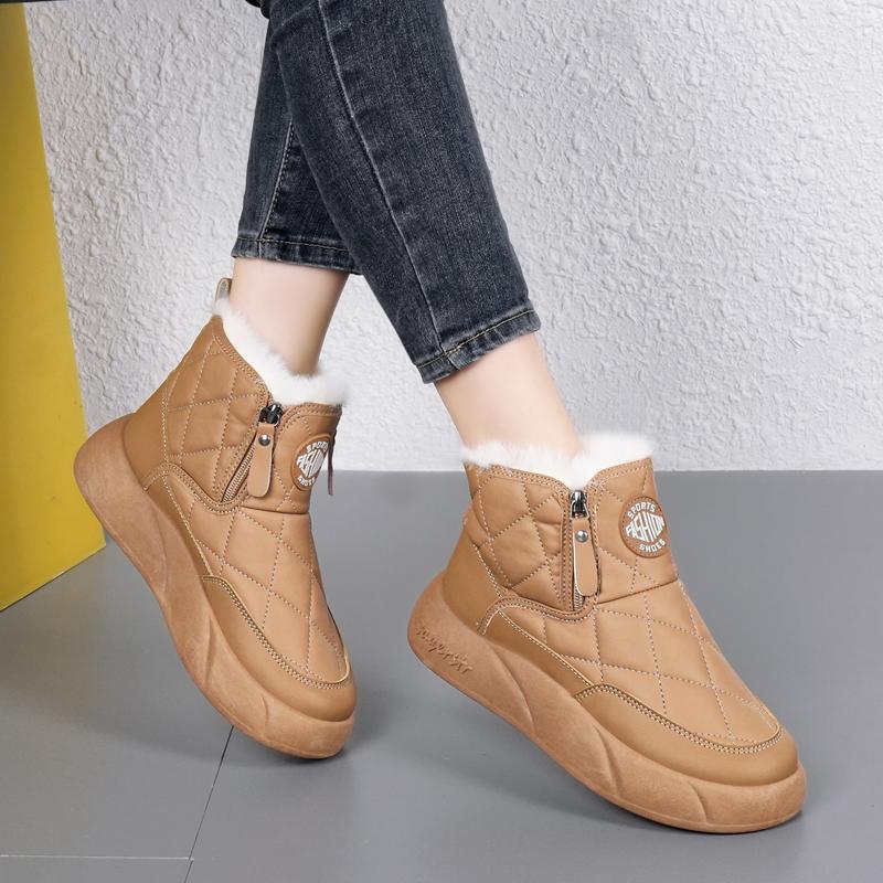 34-42 Women's Winter Plus Size Fashionable Double Zipper Thick Soled High Top Cotton Shoes Women's Snow Boots