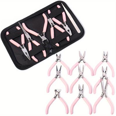 6Pcs/Set Portable Stainless Steel Pliers Tools Set Round Nose Cutting Wire Plier Kit for Handcraft Beading DIY Jewelry Making