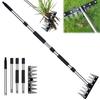 Weeding Rake with Adjustable Long Handle 8 Teeth Iron Weeding Tool for Efficient Soil Penetration Weed Removal Loosening Soil Rust-Resistant Garden