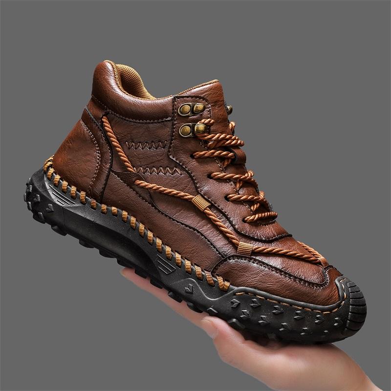 Autumn/Winter Men's Genuine Leather Ankle Boots Non-slip Casual High Top Men's Ankle Boots