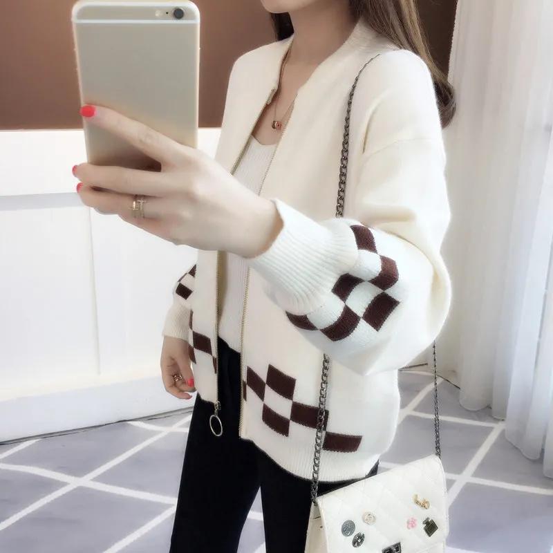 Women's Autumn Vintage Short Knit Cardigan Winter Casual Loose O-neck Long Sleeve Sweaters Lady Design Elegant Tops