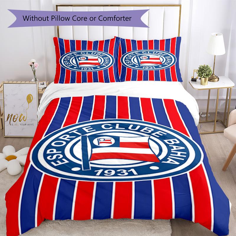 Bahia Fc Crest Emblem Printed Pattern Duvet Cover Set – Includes 1 Duvet Cover and 2 Matching Pillowcases Bedroom Decor Christmas Gifts
