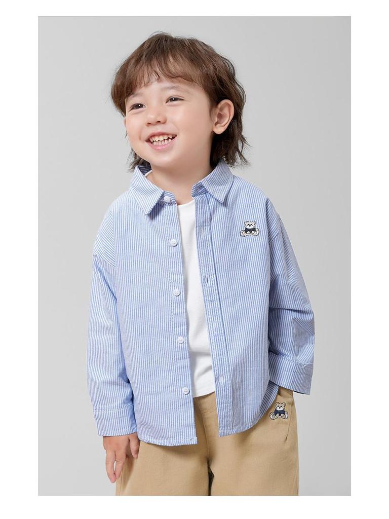 Trendy European Boys' Long Sleeve Casual Shirt - Spring/Autumn Kids' Clothing