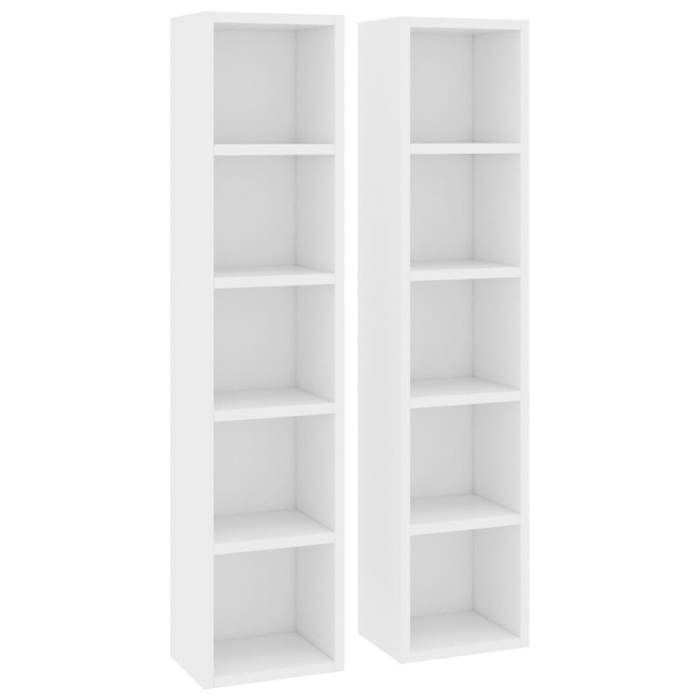 CLOUD Armoires à CD Armoire de rangement - bibliothèque 2 pcs Blanc 21x16x93,5 cm Bois d'ingénierie CHYNEW4292553
