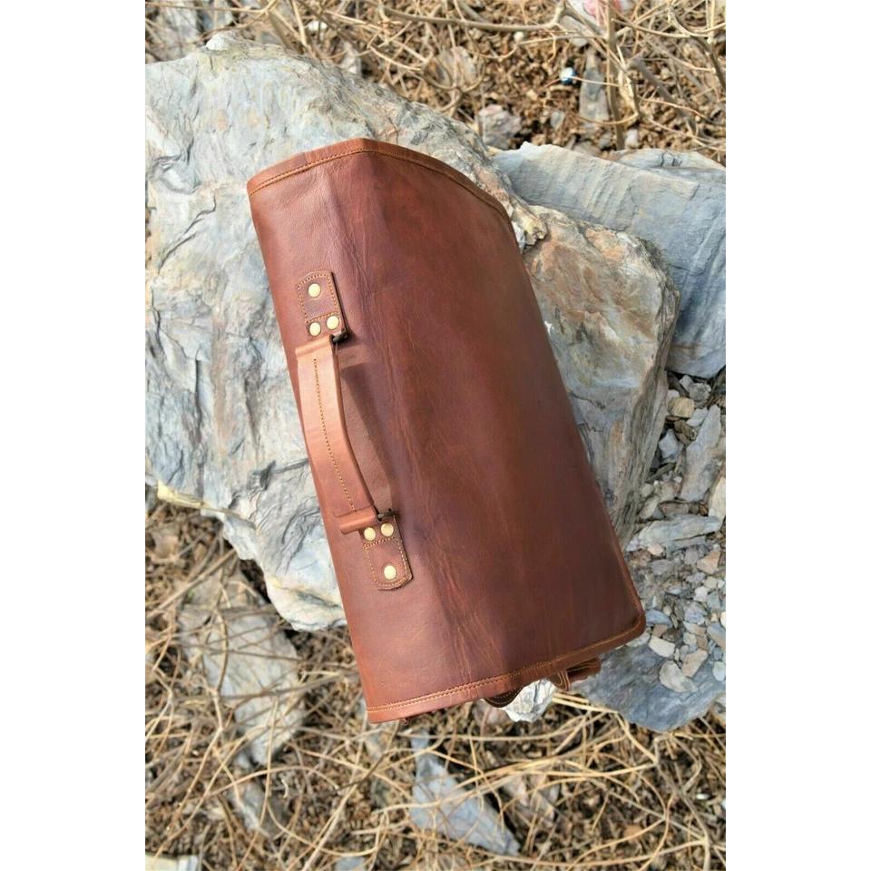 Leather Laptop Bag Goat Genuine Men's Messenger Brown Vintage Briefcase Satchel