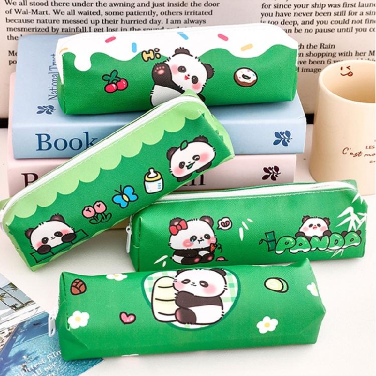 Large Capacity Pencil Case Cartoon Panda Pen Pouches Light Weight Pen Pouches Zippered Pen Case Travel Makeup Bag