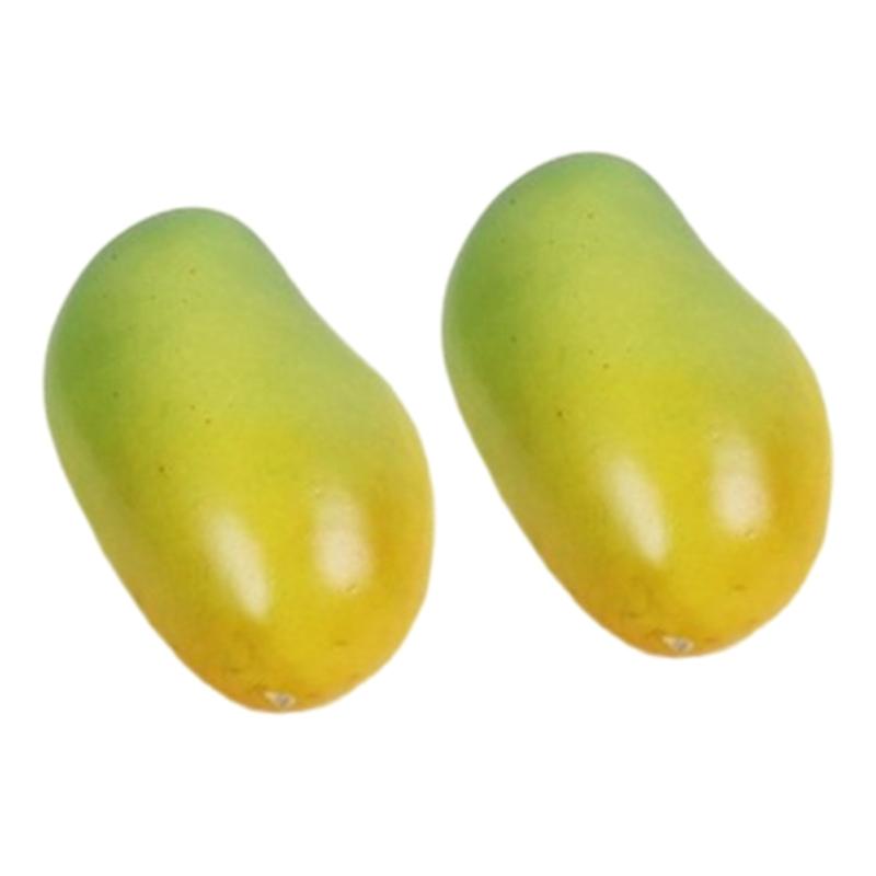 2pcs Artificial Mangoes for Home Kitchen Party Decoration Realistic Faux Fruit Ornament Restaurant Display Props