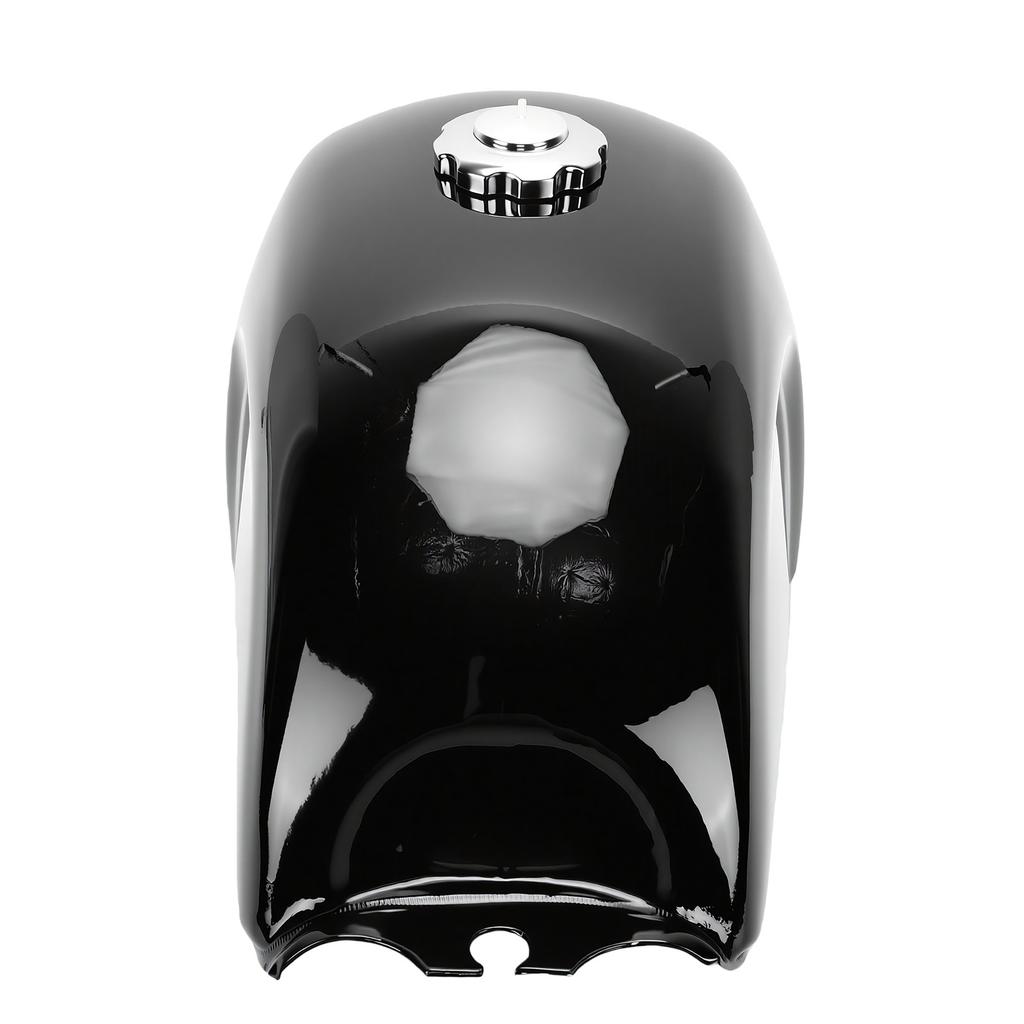 Motorcycle Gas Fuel Petrol Tank Retro Metal Fuel Tank with Cap Universal for Motorbike Glossy Black Paint