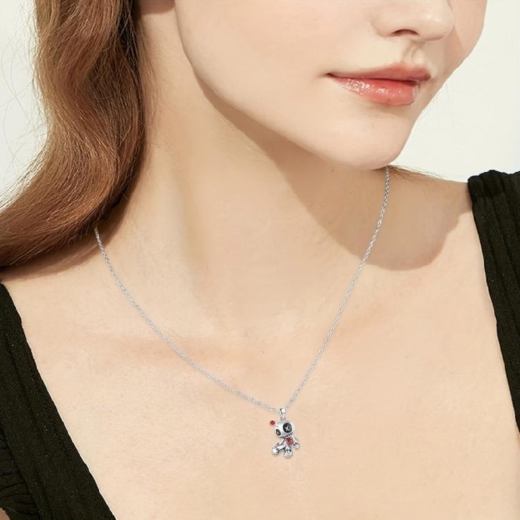 Trendsetting Voodoo Doll Jewelry Set Enigmatic Voodoo Doll Fashion Necklace And Earrings Set For Edgy Accessorizing