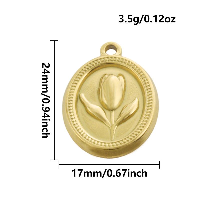 6 Stück Antike Relief Rose Tulpe Sonnenblume Edelstahl Anhänger Für Schmuckherstellung Großhandel Königlicher Hofstil Oval Handgefertigter Anhänger
