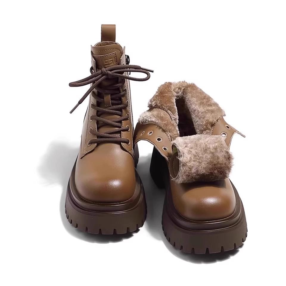 Snow boots women's fleece thickened warm cotton shoes 2025 new women's shoes winter Martin boots platform short boots