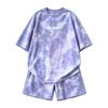 Women's Summer Tie-Dye Print Short Sleeve T-Shirt & Wide-Leg Shorts Set