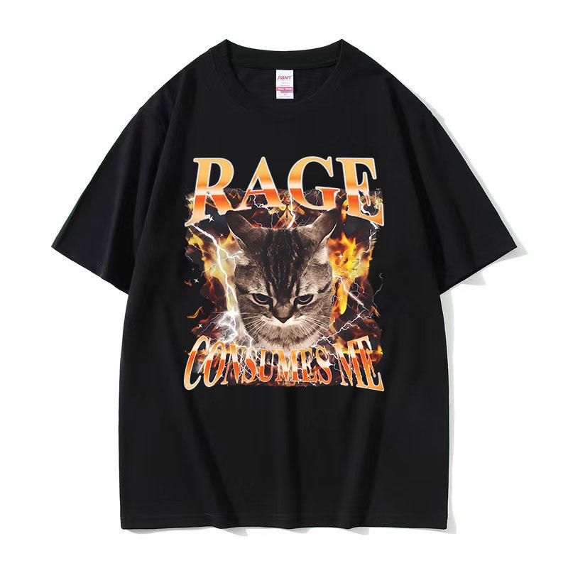 

Rage Consumes Me Cat Funny Meme T Shirts Men Women Vintage Fashion Oversized Cotton T-shirt Y2k Harajuku O-Neck Clothing Tshi... 5XL різнокольоровий