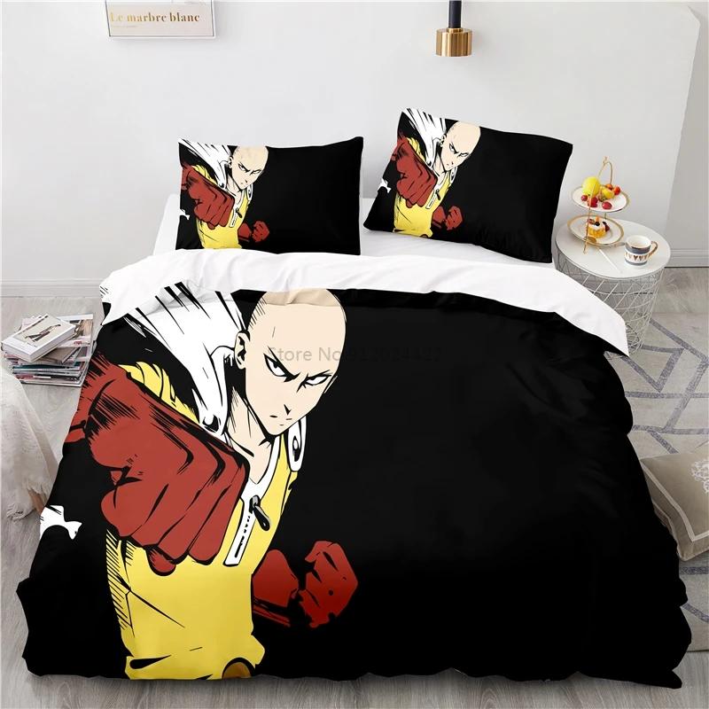 Japan Anime ONE PUNCH-MAN 3D Pattern Duvet Cover Set with Pillowcase 2/3pcs Cartoon Bedding Sets Bed Linen Queen King Bedclothes