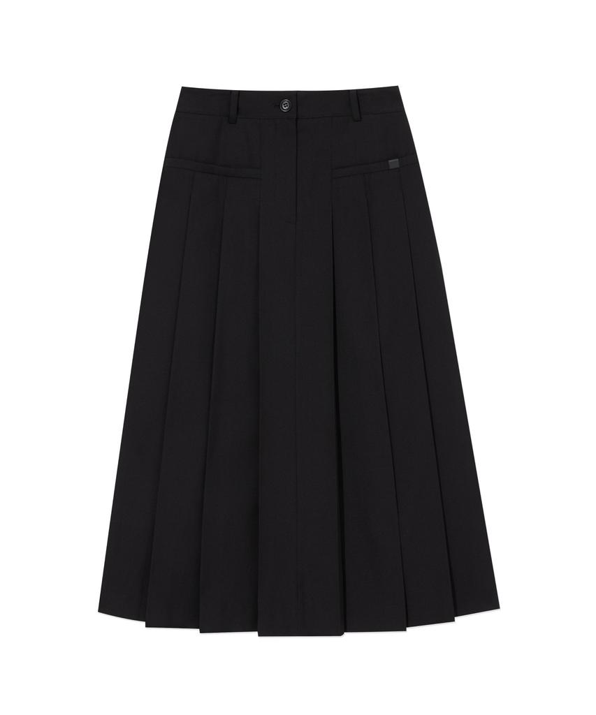Covernat Woman Pleated Long Skirt Black