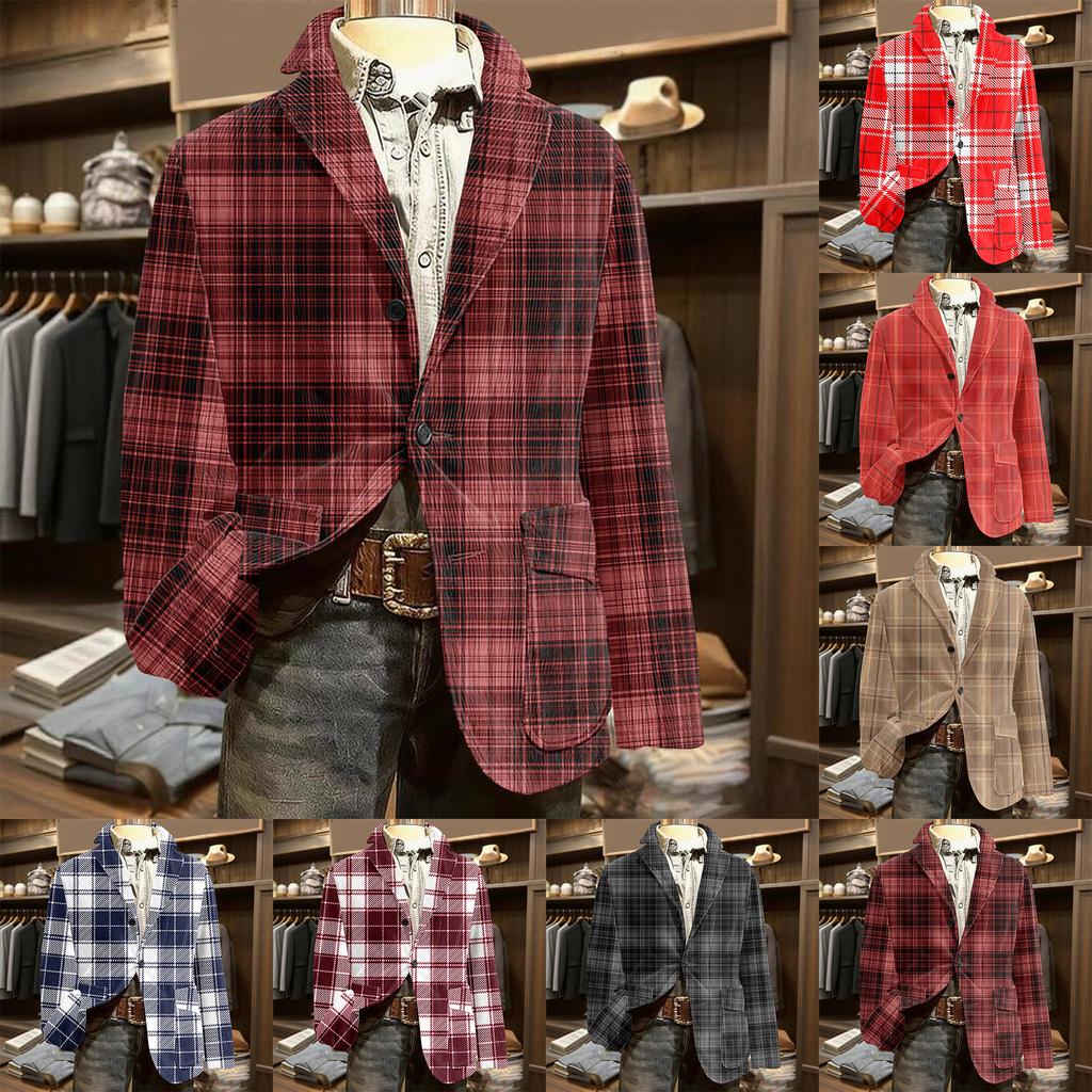 Men's Printed Corduroy Warm Pocket Suit Jacket Cardigan Men's Casual Suit