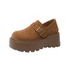 Winter muffin thick-soled heightened women's new one-pedal velvet Boken two cotton shoes