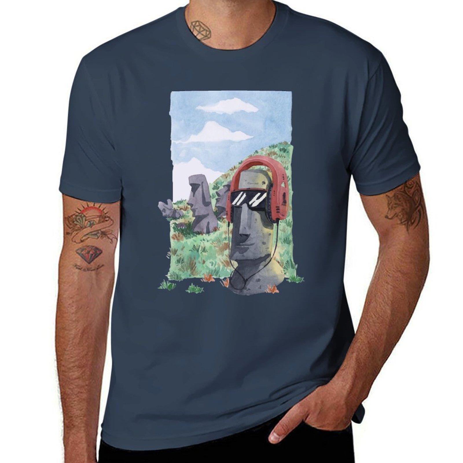 Chilling Moai Tshirt Trend Art Print Tshirt S
