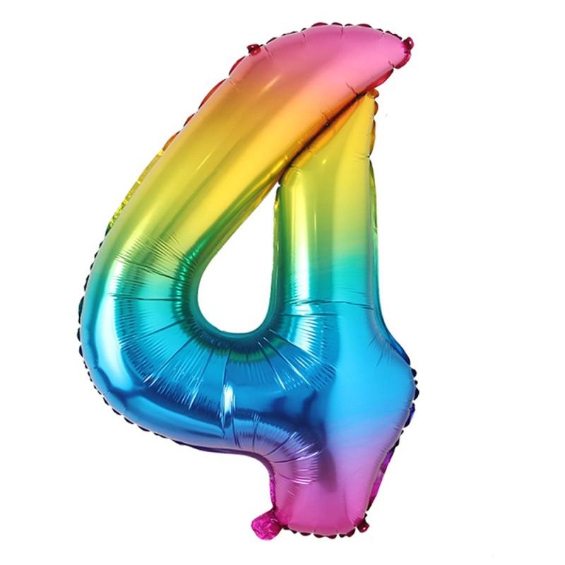 40inch Big Rainbow Foil Birthday Balloon Helium Number Balloons Happy Birthday Party Decorations