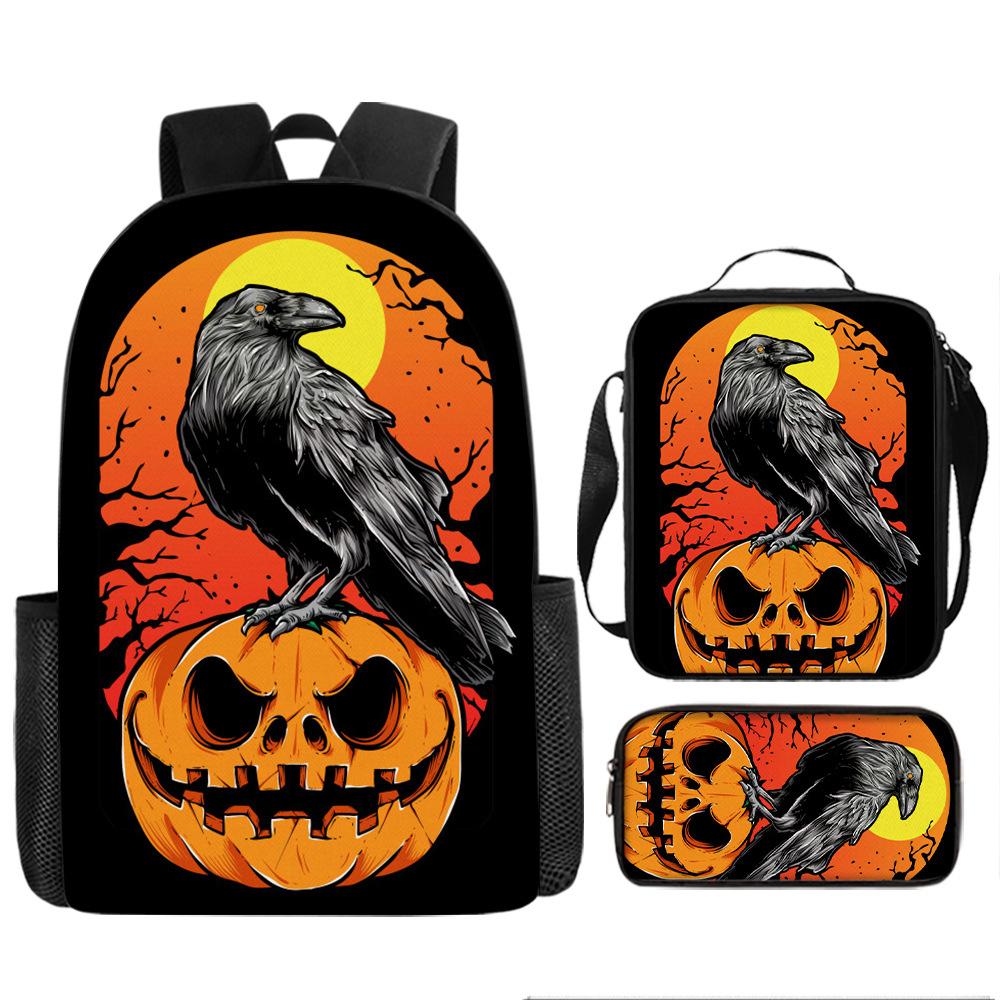 Pixel Halloween Student School Bag Cartoon School Bag Children's Backpack Anime Backpack Satchel