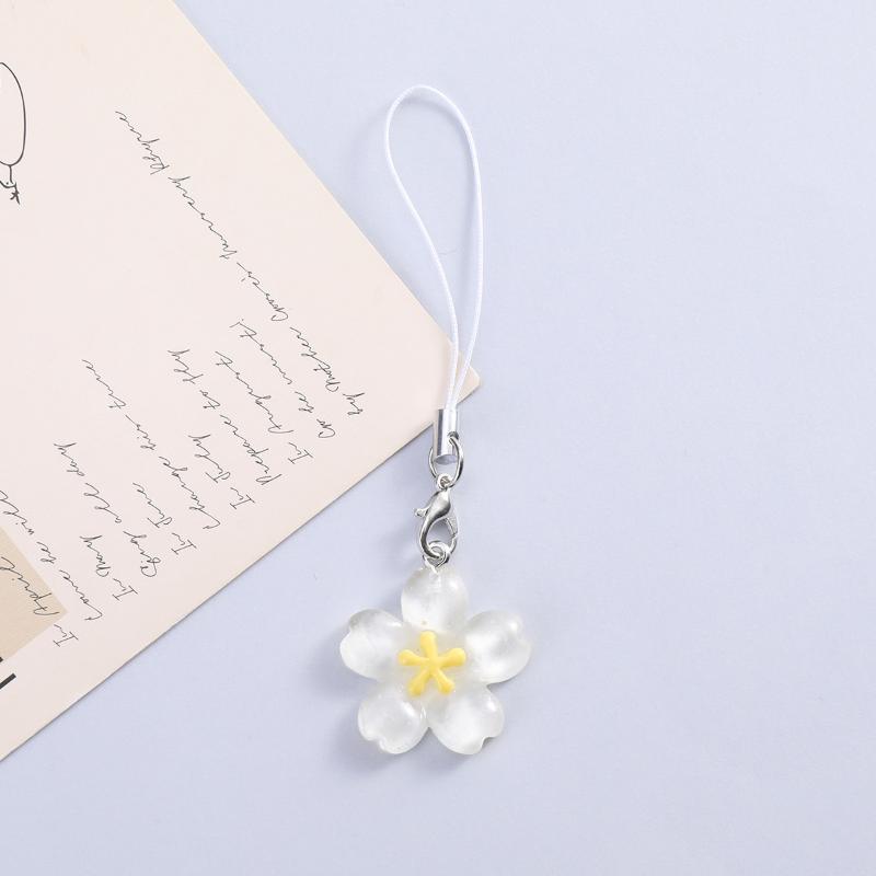Creative Lovely Flower Phone Strap Sweet Jelly Color Sakura Keychain Pendant Cute Fashion Backpack Hanging Ornaments Couple Gift