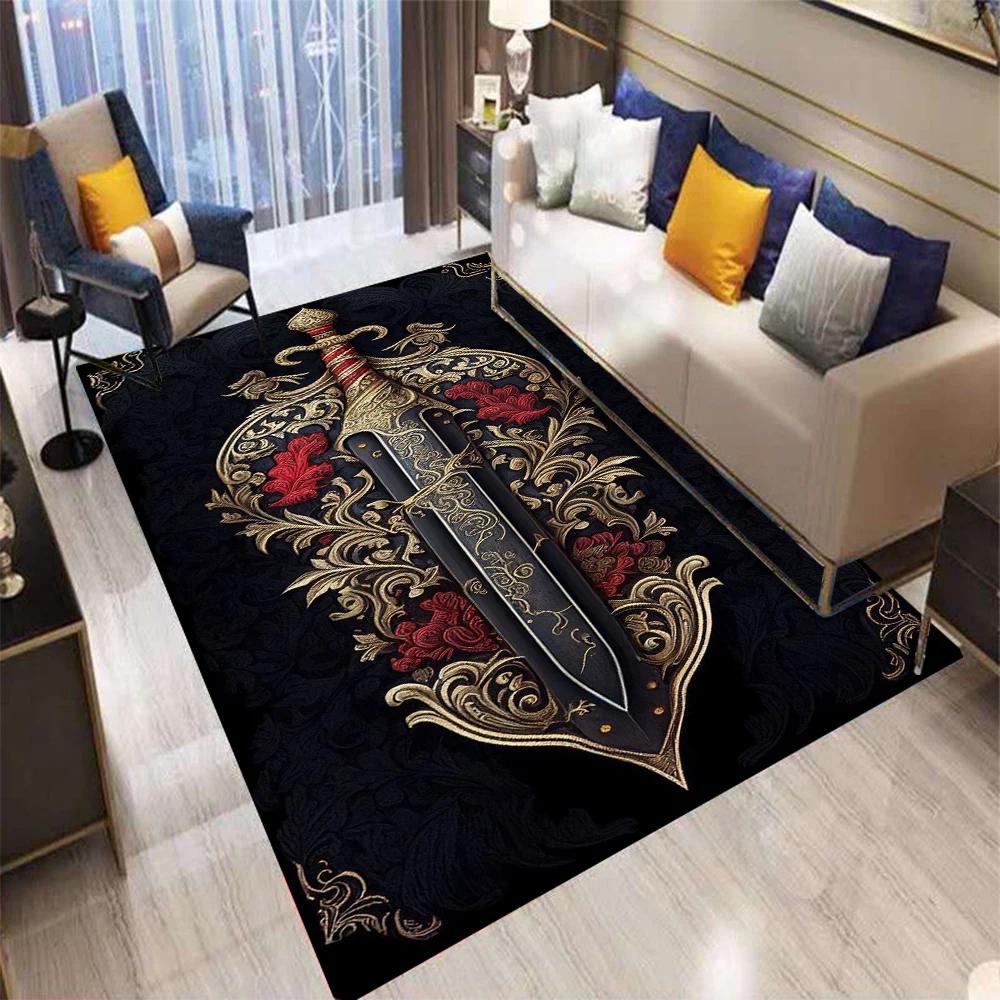 Retro Europa Persien Schwert Säbel Teppich Wohnzimmer Sofa Schlafzimmer Nachttisch Küche Eingangstür Matte Rutschfest Heimdekoration Teppich