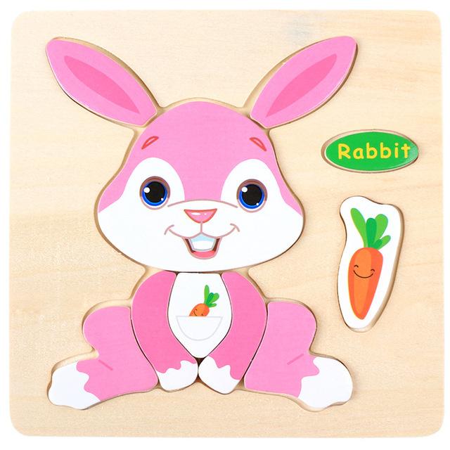 Baby Toys Wooden 3D Puzzle Cartoon Animal Vehicle Wood Jigsaw Puzzles Intelligence Montessori Educational Toys for Children