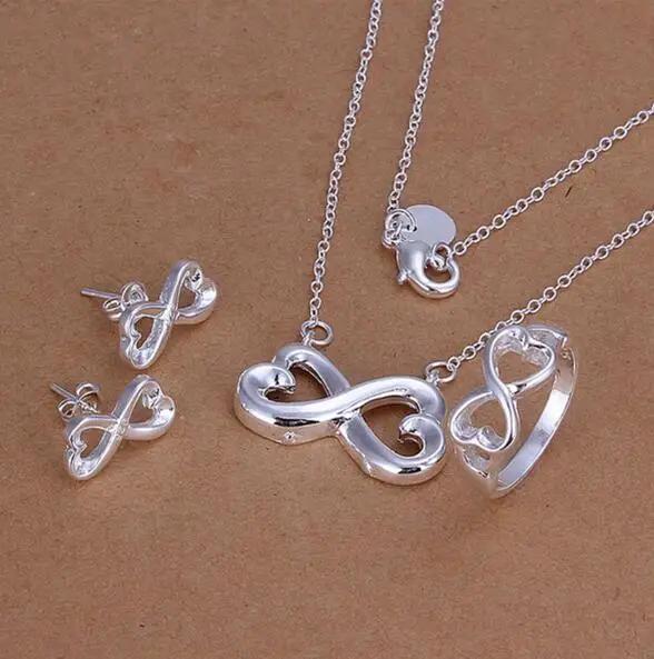 Charms Wedding 925 Silver Jewelry Fashion Pretty Pendant Necklace Earring Women Party Set TOP Quality Stamped