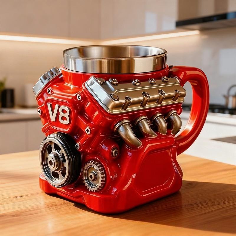 V8 Motor Harzbecher mit Inneneinsatz, Hochwertiges Mechanisches Dekohandwerk