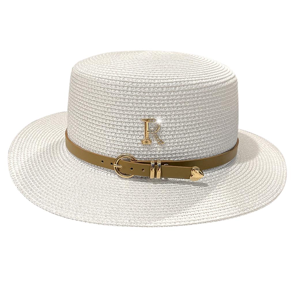 Flat Cap Straw Hat For Women Straw Flat Hat Straw Panama Hat Summer Hat Wide Summer Sunhat Pork Pie Hat Sunscreen Hat