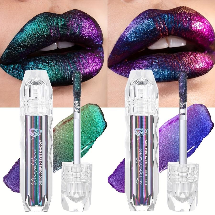 9-Color Chameleon Metallic Lip Gloss Lip Glzae High Shine Long-Lasting Lipstick Coral Tones for Stage & Halloween Makeup